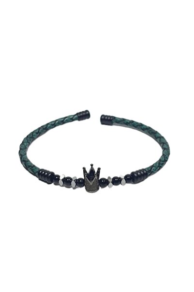 Janti Jtss26Blk1731 Stainless Steel Bracelet Genuine Leather Leather but with...