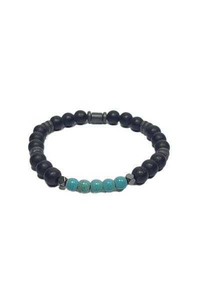 Janti Jtss26Blk1750 Ceyt Turquoise Hematite Onyx Natural Stone Bracelet