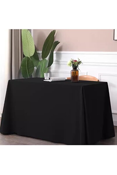 Kotonia Home Față de masă - 150x240 cm, Saten DeLux Damasc, 100% bumbac, Negru