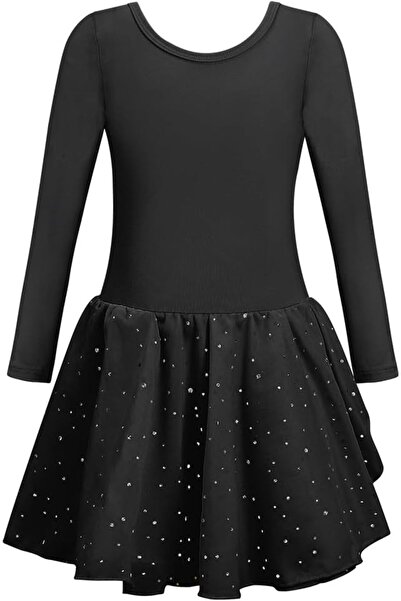 OEM Body de Balet cu Tutu - Mânecă Lungă - mărime 120 cm - Negru Bumbac - Gim...