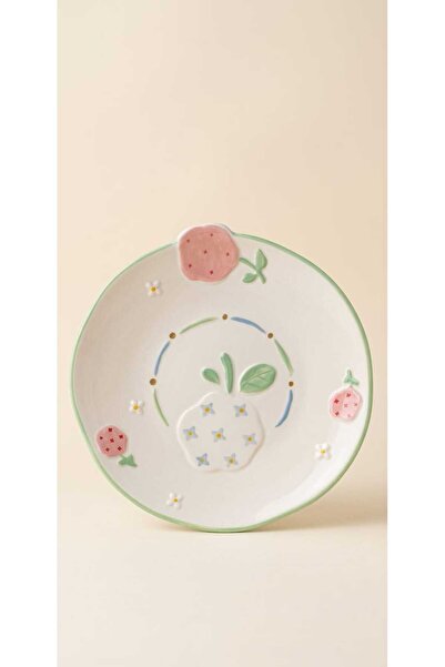 MyBalliStore Seramik El Boyaması Çiçek Desenli Dekoratif Tabak