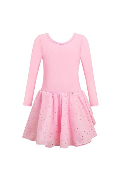 OEM Body Balet Costum Balerină - Tutu - mărime 140 cm - Roz Bumbac - Mânecă L...