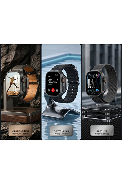 WiderMarkt AMOLED Akıllı Saat 49mm Bluetooth Arama Özellikli 3 KORDONLU- Nabı...