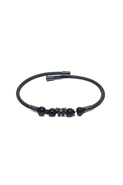 Janti Jtss26Blk1735 Stainless Steel Bracelet with Silicone Coating, Metal App...