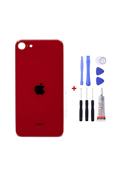 Yedcom Iphone SE 2020 Kırmızı Arka Cam Kapak Arka Pil Kapağı