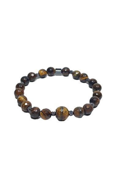 Janti Jtss26Blk1746 Amethyst and Hematite Natural Stone Bracelet