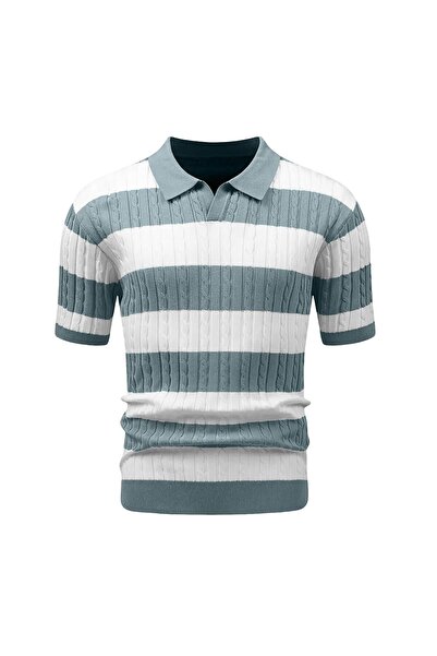 OEM Hypestfit Tricou Polo - Vintage - mărime M - Verde cu Dungi - Bărbați Sma...