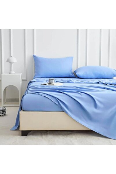 Kotonia Home Bed Sheet, 100% cotton, Colored Percale, 220x240 cm, Blue