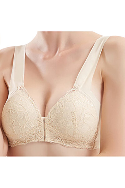 OEM Sutien Push-Up - Plus Size - mărime XXL - Bej Dantelă - Închidere în Față...