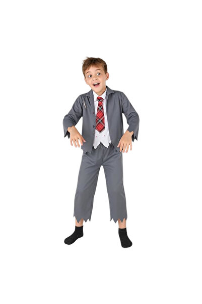 OEM Zombie Costum Zombie - Zombie Boy - mărime 9-11 Ani - Gri Poliester - Deg...