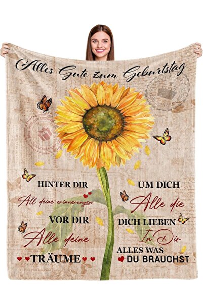 OEM COZYCRIB Birthday Blanket - Flannel - size 150x130 cm - Brown Yellow - Gi...