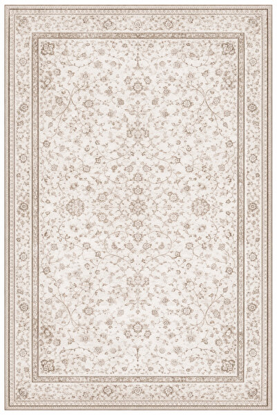 Halımax Drom Pamuk Dokuma Taban Makinede Yıkanabilen Bej Vintage Salon Halısı