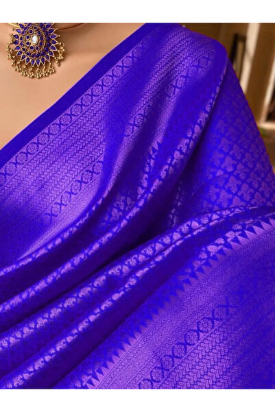 MYSMAR Blue Silk Banarasi Saree - MAF3064 - Blue