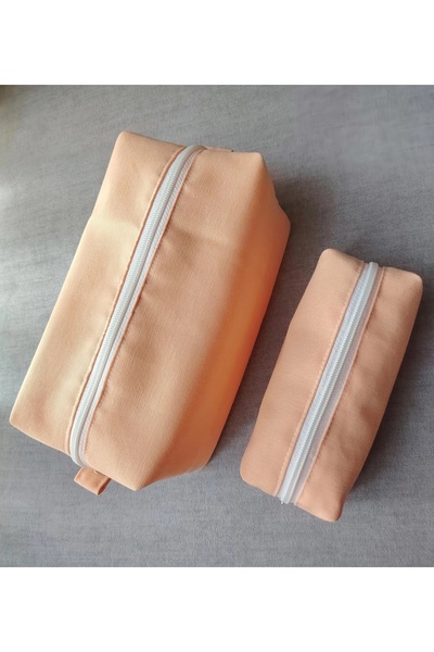 SevAte Handmade Yavru Ağzı Büyük + Küçük Boy Kadın Seyahat & Makyaj Çantası &...