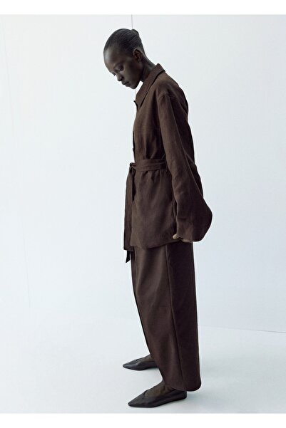 MANGO Woman Kemerli keten ceket