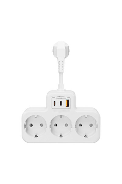 ZUIDID Akım Korumalı Priz Duvar Priz Çoğaltıcı 3 Priz 2 Type-C Girişi 1 Usb G...