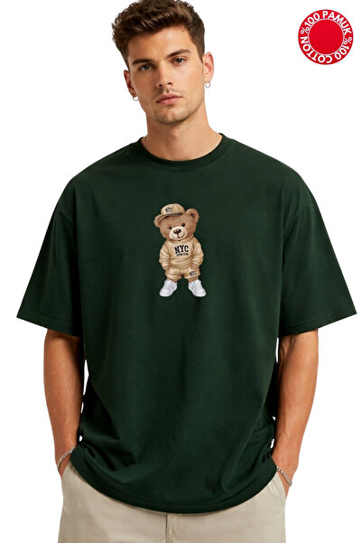 CLAYES Μπλουζάκι NYC με στάμπα αρκούδας, υπερμεγέθες - 100% βαμβάκι