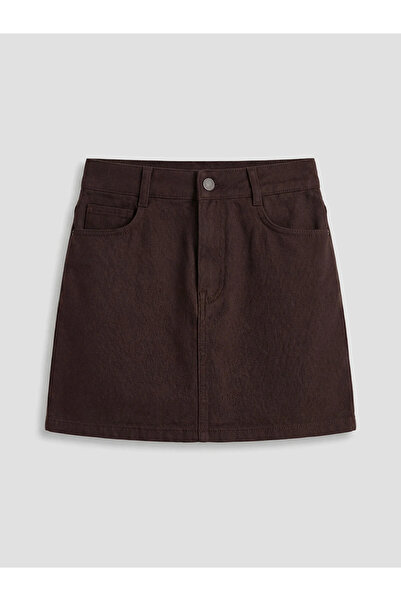 LC Waikiki LCW Kids Kahverengi Kız Çocuk Gabardin Şort Etek