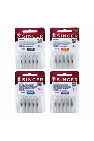 SİNGER Universal Dikiş Makinesi İğnesi Seti 4 Paket (20 Adet) 70/10 80/12 90/...