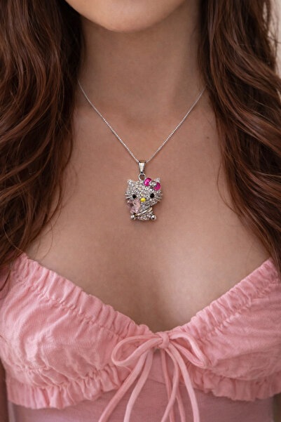 Sukugift Hello Kitty Taşlı Kolye – Kalp Taş Detaylı Zirkon Taşlı Kadın Kolye ...