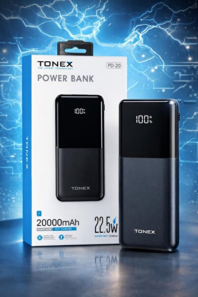 DoviCo Tonex PD20 20000mAh 22.5W Hızlı Şarj Powerbank PD + USB Çıkışlı Dijita...