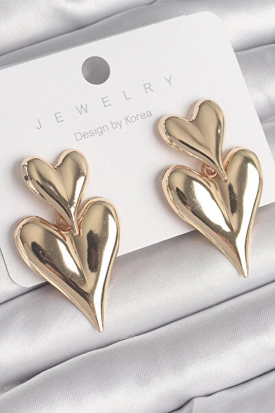 Skygo Brass Gold Color Dangle Heart Model Women's Earrings - Tj-Bkp10233