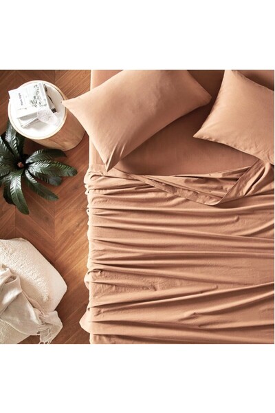 Kotonia Home Bed cover, ranforce cotton, size 180x200+25 cm, cocoa