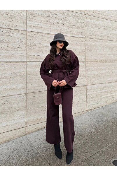BelezaStore BORDO GÖMLEK PANTOLON TAKIM