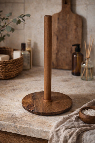 Carveni Wooden Paper Towel Holder / Kitchen Towel Stand / Solid Wood Towel Ho...