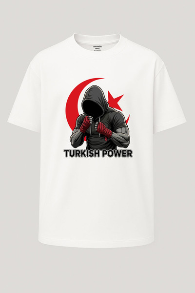 nirvoda Oversized Turkish Power Turkish Power Boxing Printed Wide Cut T-Shirt