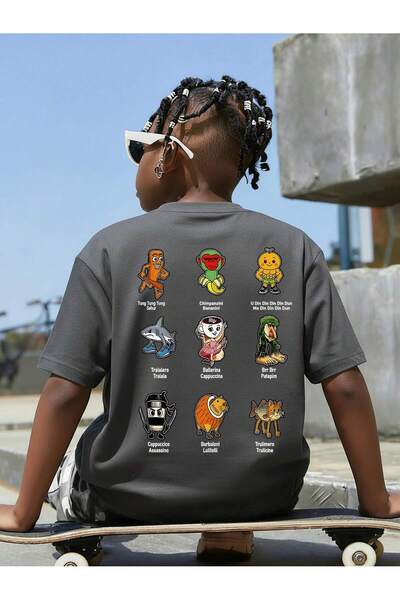 Velostra Boy's Brainrot Printed Oversized Comfortable Daily Use Combed Cotton...