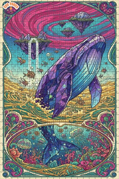 Esranın Dünyası Crystal Whale Snail Art Lookalike Double-Layer Framed Wooden ...