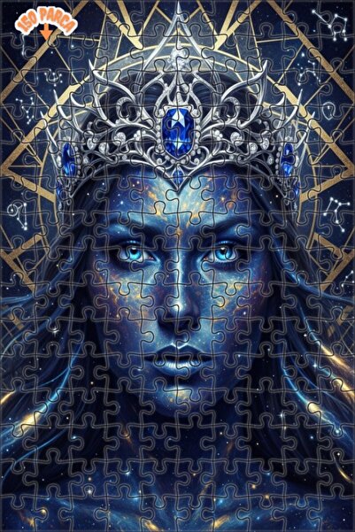 Esranın Dünyası Cosmic Queen Oil Painting Look Double Layer Framed Wooden Puz...