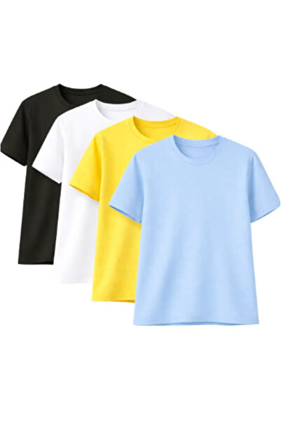 Sweetline 4 Pieces of Oversized Unisex Basic T-Shirts – Black, White, Yellow,...