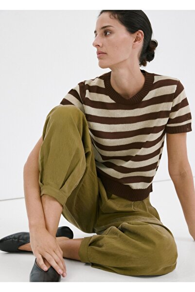 MANGO Woman Çizgili kısa kazak