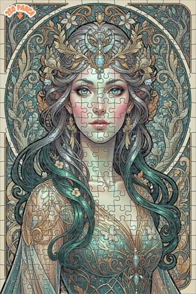 Esranın Dünyası Art Nouveau Fairy Queen Oil Painting Look Wooden Puzzle with ...