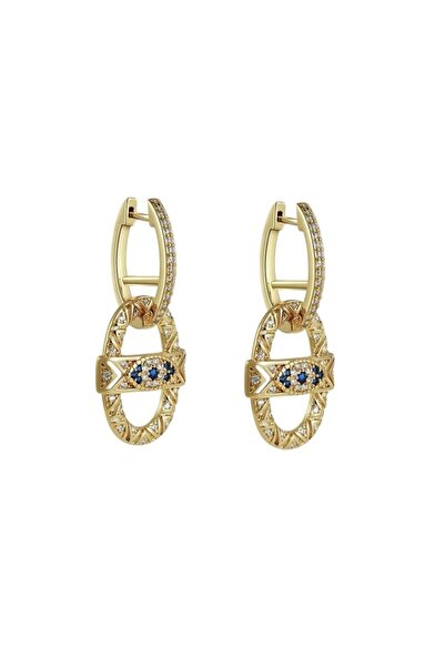 neslyaccessories Nazar Oval Dangle Earrings