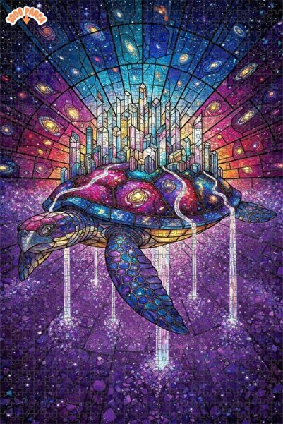 Esranın Dünyası لغز فني لشوارع مدينة الكون على شكل سلحفاة كبيرة 1000 قطعة 70x50