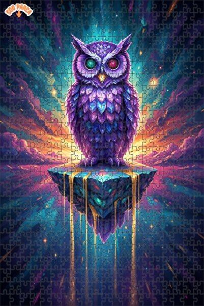 Esranın Dünyası Mysterious Space Owl Oil Painting Lookalike Art Double-Layer ...