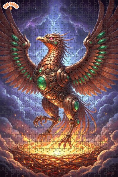 Esranın Dünyası Mechanical Phoenix Digital Art Double-Layer Framed Wooden Puz...
