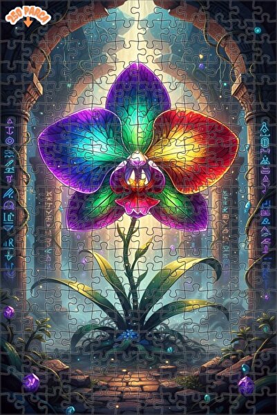 Esranın Dünyası Rainbow Orchid Art Print Double-Layer Framed Wooden Puzzle 25...