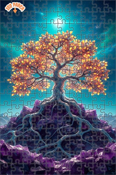 Esranın Dünyası شجرة الحياة كريستال ماونتن مزدوج الطبقات بازل خشبي مؤطر 150 ق...