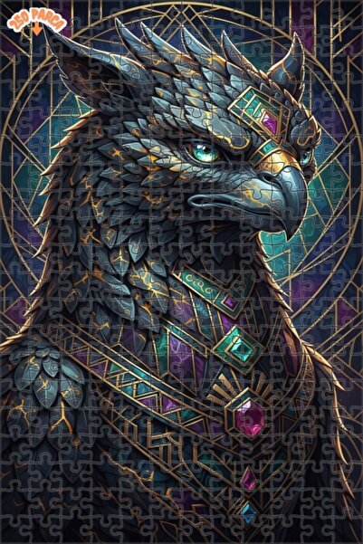 Esranın Dünyası Majestic Griffin Artwork Oil Painting Look Wooden Puzzle with...
