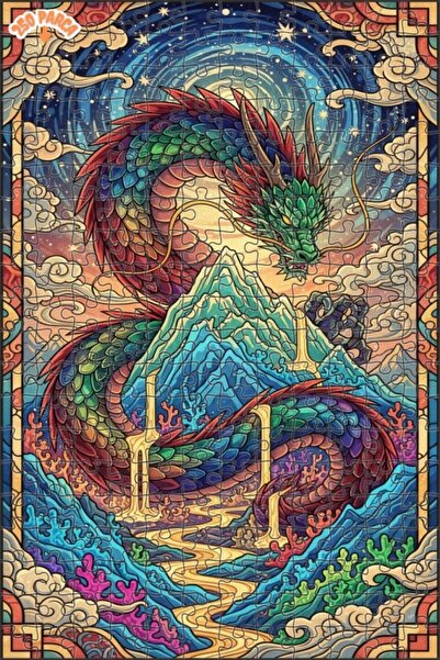 Esranın Dünyası Dragon Mountain Water Oil Painting Lookalike Double-Layer Fra...