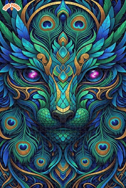 Esranın Dünyası لغز خشبي فني رقمي على شكل نمر الطاووس السحري 1000 قطعة 70x50