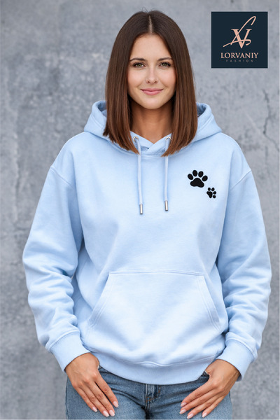 LORVANIY سويت شيرت للجنسين من cat مطبوع 3 Thread K بغطاء رأس