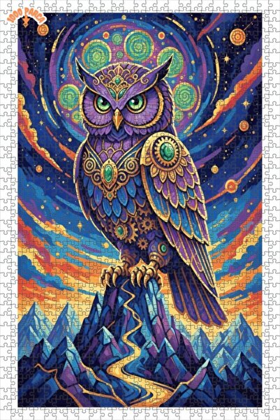 Esranın Dünyası Mysterious Owl Art Double Layer Framed Wooden Puzzle 1000 Pie...