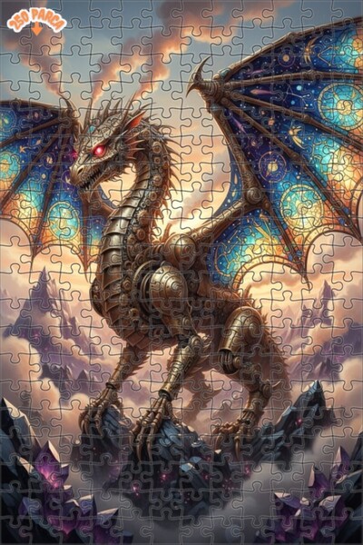 Esranın Dünyası Mechanical Dragon Victorian Steam Art Double-Layer Framed Woo...