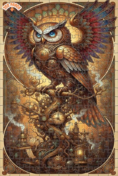 Esranın Dünyası Steamy Mechanical Owl Oil Painting Look Art Puzzle 250 Pieces...