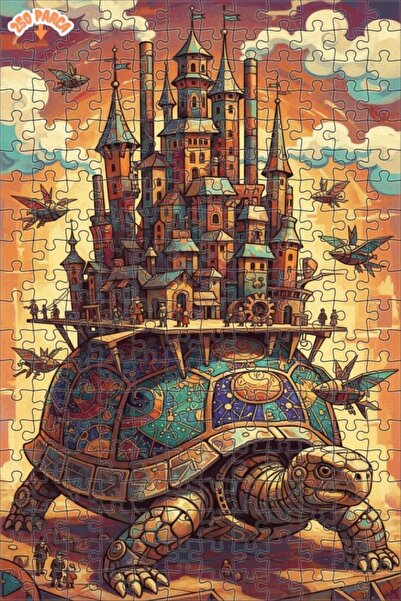 Esranın Dünyası Giant Turtle City Double Layer Framed Wooden Puzzle 250 Piece...